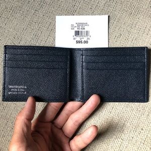 NWT Bloomingdale's Navy Italian leather wallet